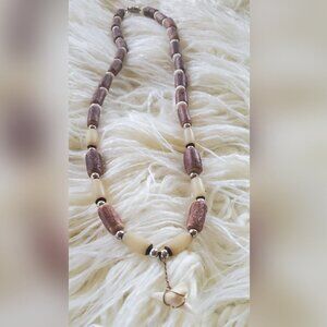 Beautiful Wooden Brown And Cream White Pendant Necklace🌴